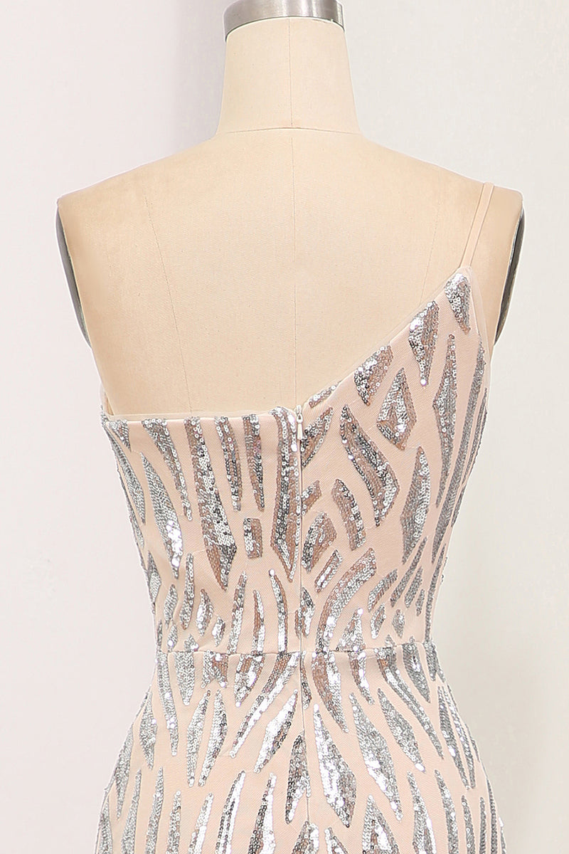 Load image into Gallery viewer, Sparkly Mermaid Green One Shoulder Sequin Long Prom Dress