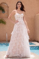 Load image into Gallery viewer, White Appliques A Line Sweetheart Corset Wedding Dress