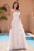 Load image into Gallery viewer, White Appliques A Line Sweetheart Corset Wedding Dress