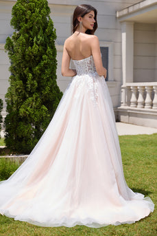 Appliques White A Line Sweetheart Long Wedding Dress