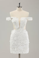 Load image into Gallery viewer, White Off the Shoulder Cut Out Wedding Dress with Detachable Tulle