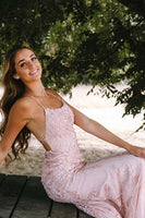 Load image into Gallery viewer, Fuchsia Mermaid Spaghetti Straps Prom Dress with Appliques