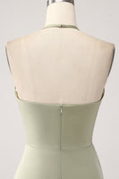 Load image into Gallery viewer, Sheath Pistachio V-Neck Beaded Long Prom Dress With Slit