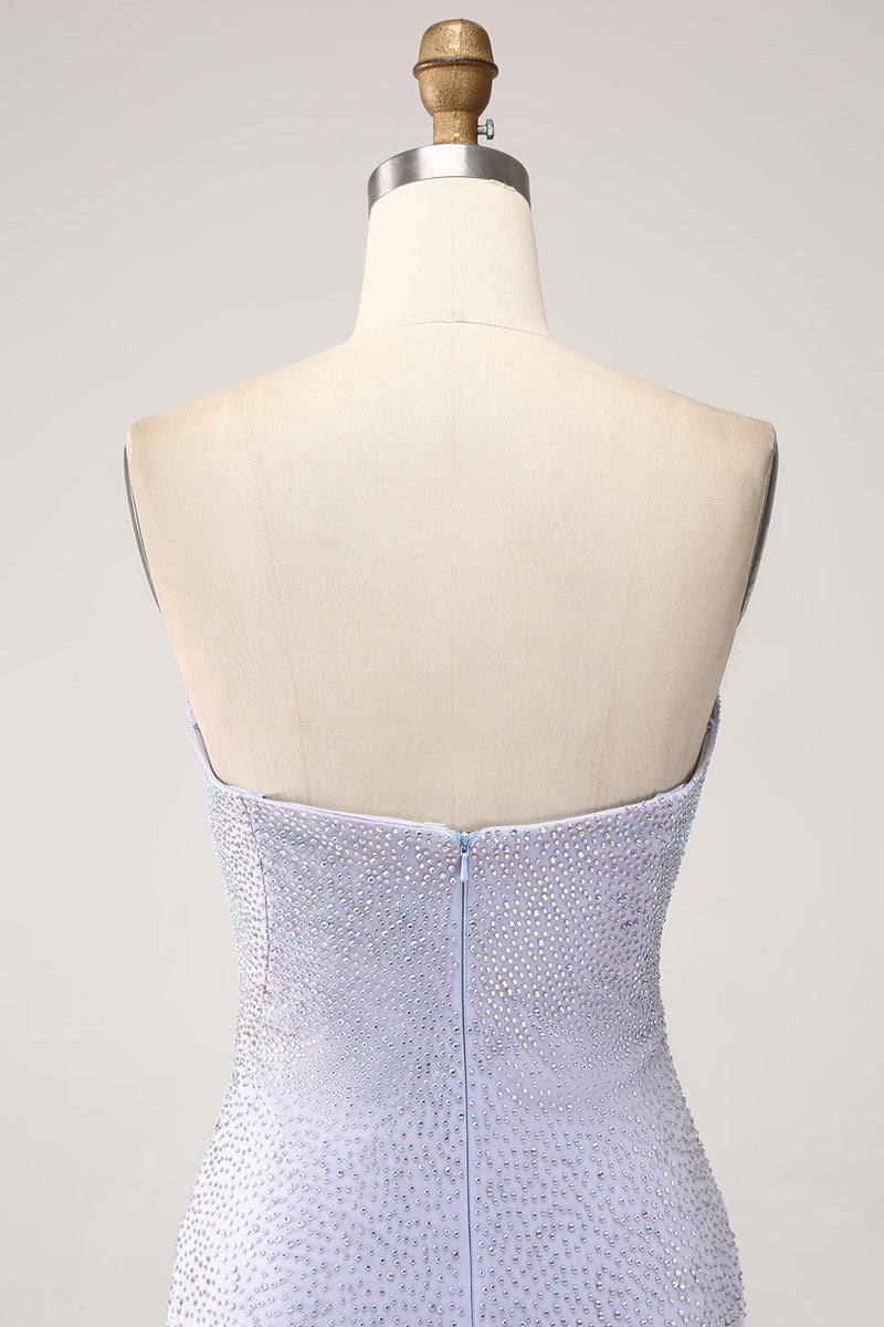 Load image into Gallery viewer, Lilac Mermaid Sweetheart Strapless Beaded Long Prom Dress