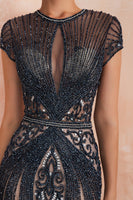 Load image into Gallery viewer, Luxurious Mermaid Jewel Neck Champagne Prom Dress with Beading