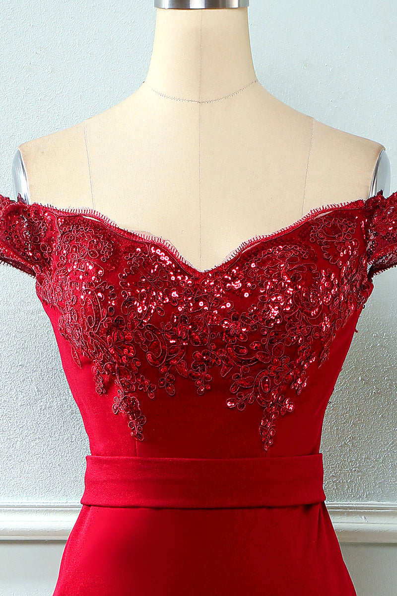 Load image into Gallery viewer, Off Shoulder Sequins Mermaid Prom Dress