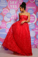 Load image into Gallery viewer, Red A Line Strapless Princess Corset Prom Dress