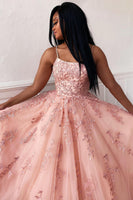 Load image into Gallery viewer, Spaghetti Straps Long Princess Prom Dress with Appliques