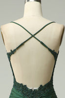 Load image into Gallery viewer, Halter Dark Green Mermaid Prom Dress with Beading