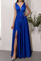 Load image into Gallery viewer, Satin Long Prom Party Dress With Slit