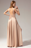 Load image into Gallery viewer, Satin Long Prom Party Dress With Slit