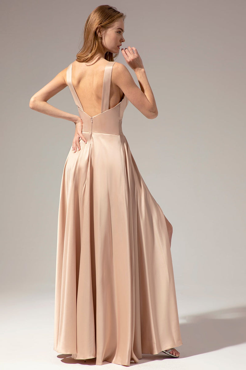 Load image into Gallery viewer, Satin Long Prom Party Dress With Slit