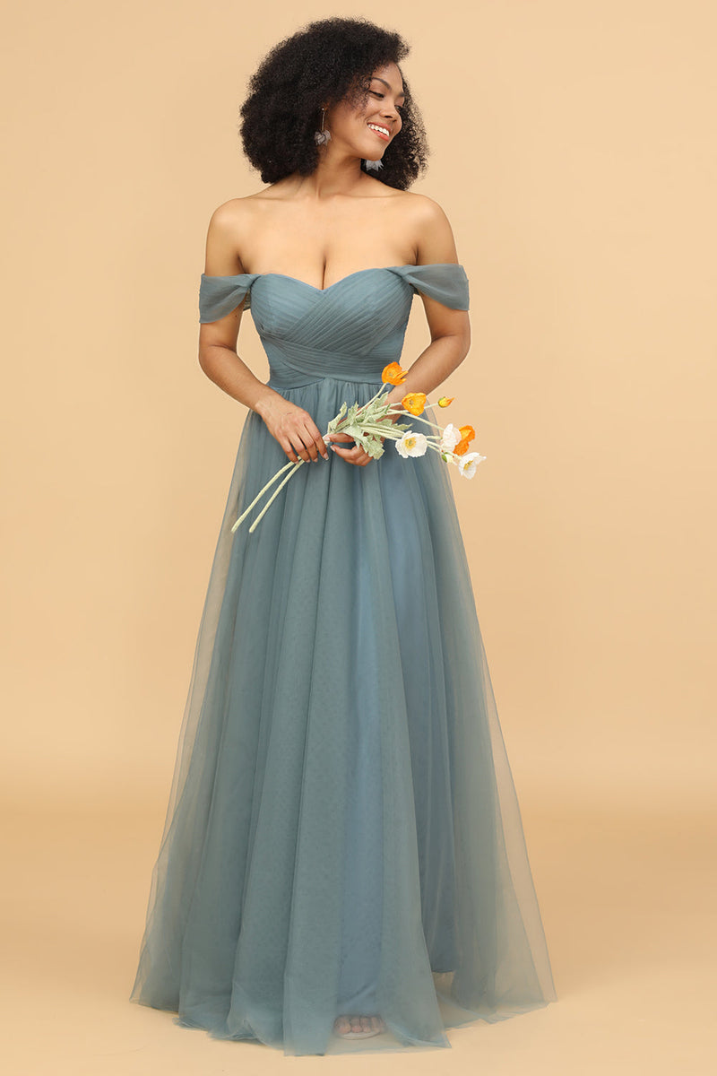 Light blue best sale tulle bridesmaid dress
