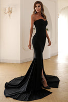 Load image into Gallery viewer, Black Mermaid Sweetheart Long Prom Dress