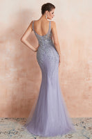 Load image into Gallery viewer, Lavender Mermaid Beaded Sparkly Prom Dress