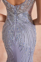 Load image into Gallery viewer, Lavender Mermaid Beaded Sparkly Prom Dress