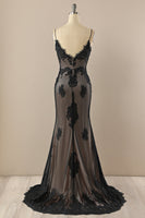 Load image into Gallery viewer, Black Mermaid Prom Dress with Lace