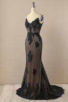 Load image into Gallery viewer, Black Mermaid Prom Dress with Lace