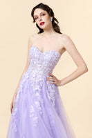 Load image into Gallery viewer, A Line Sweetheart Lavender Long Prom Dress with Appliques