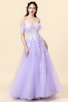 Load image into Gallery viewer, A Line Sweetheart Lavender Long Prom Dress with Appliques
