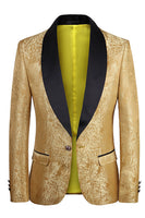 Load image into Gallery viewer, Golden One Button Jacquard Men's Prom Blazer