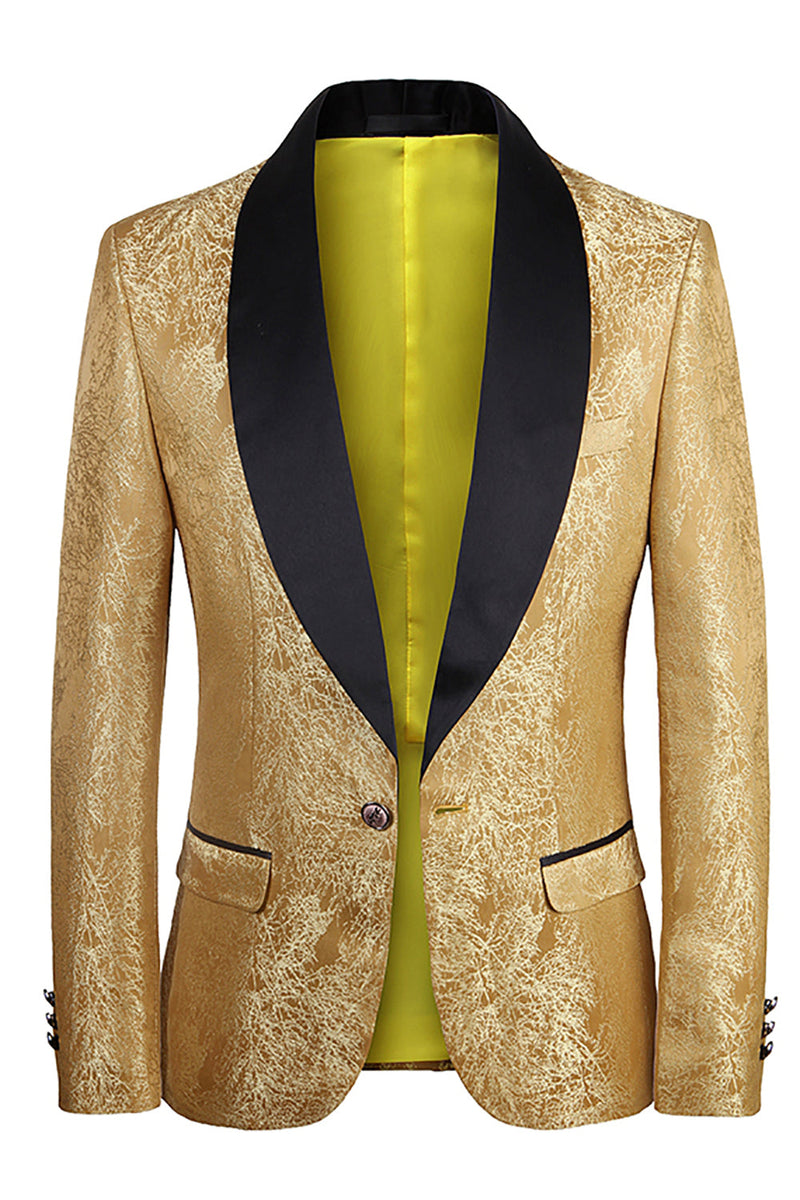 Load image into Gallery viewer, Golden One Button Jacquard Men's Prom Blazer