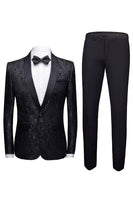 Load image into Gallery viewer, Black 2 Pieces Jacquard Men's Wedding Suits