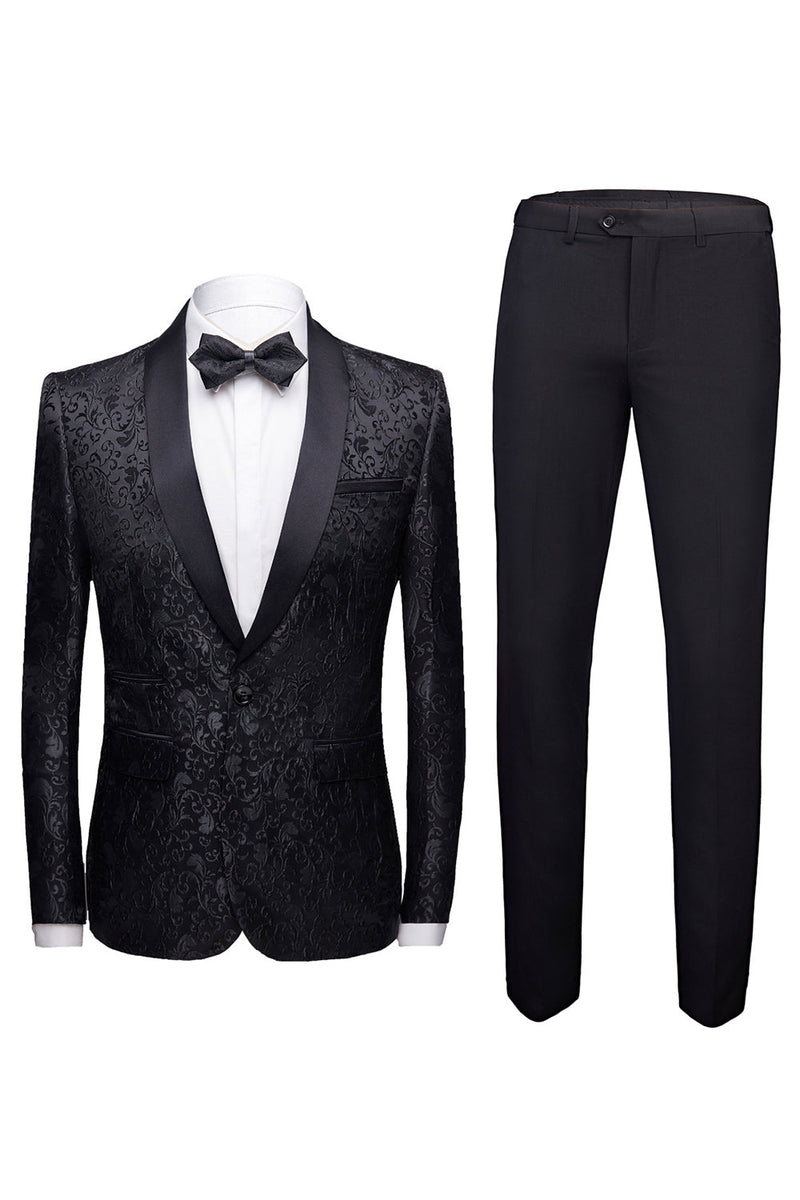Load image into Gallery viewer, Black 2 Pieces Jacquard Men's Wedding Suits
