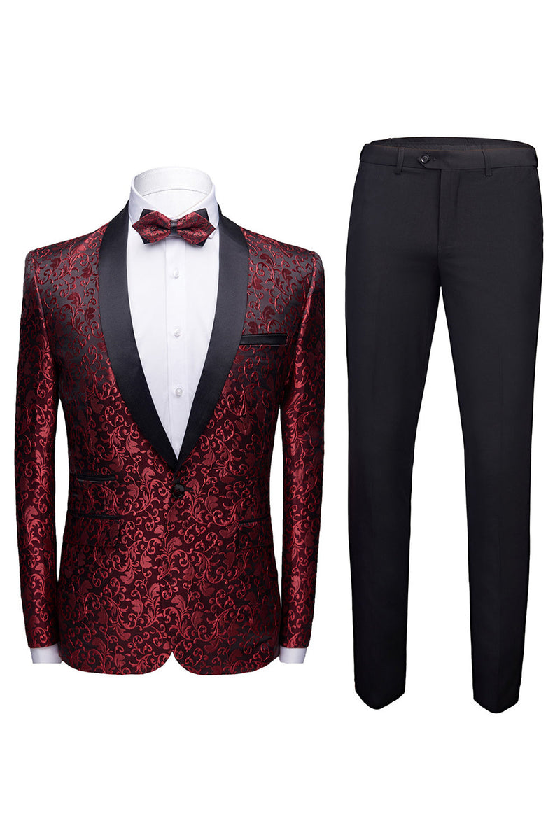 Load image into Gallery viewer, Black 2 Pieces Jacquard Men's Wedding Suits
