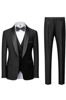 Load image into Gallery viewer, Black Shawl Lapel Three-Pieces Men's Suits