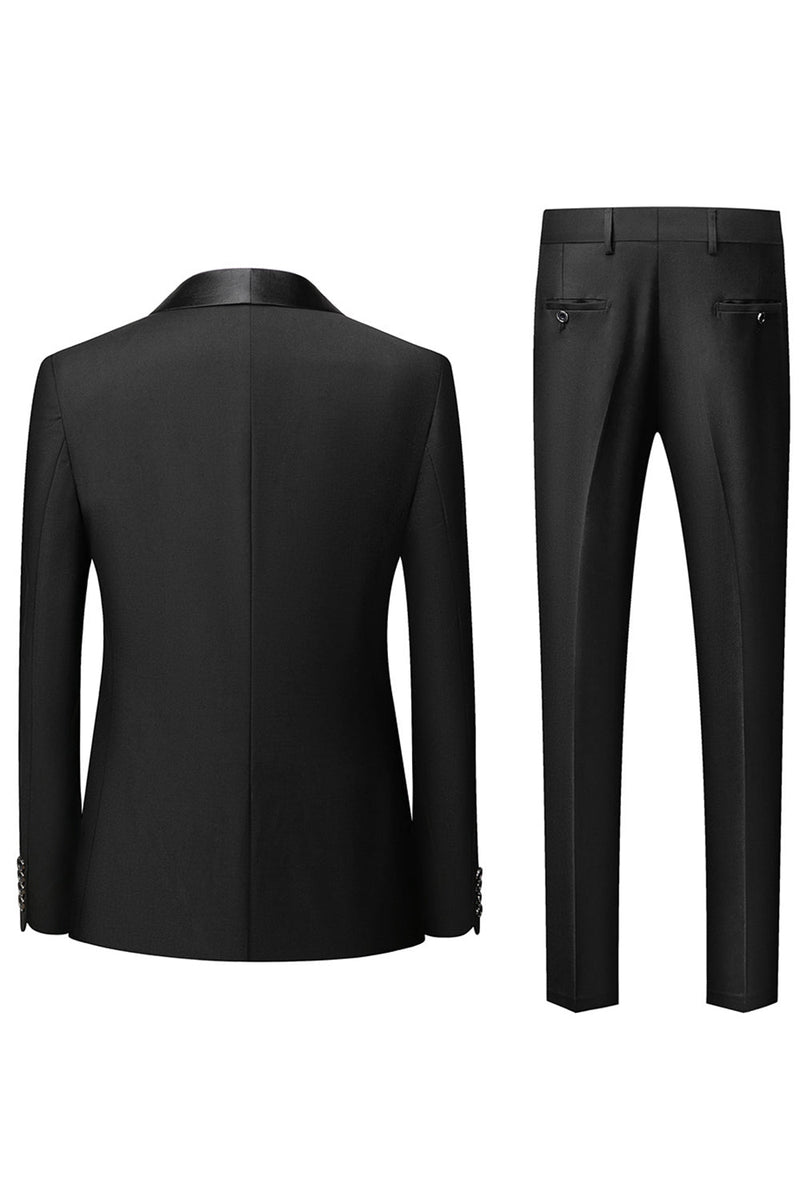 Load image into Gallery viewer, Black Shawl Lapel Three-Pieces Men's Suits