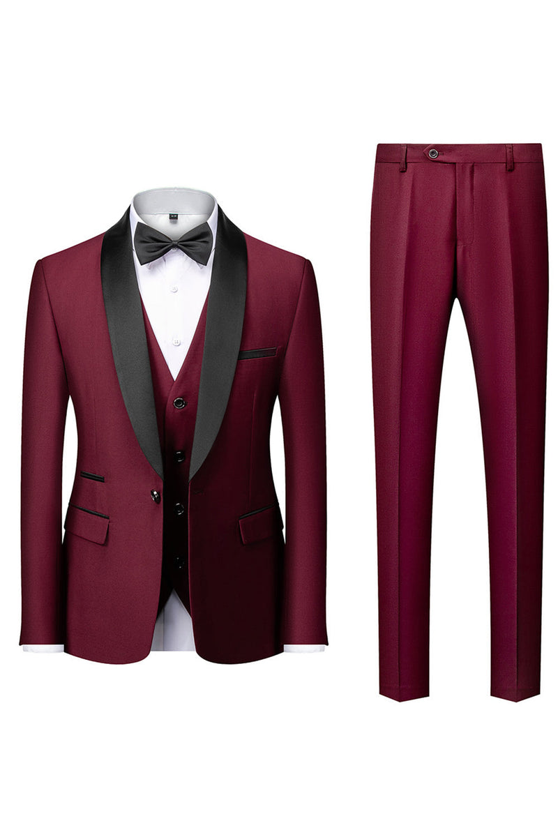 Load image into Gallery viewer, Black Shawl Lapel Three-Pieces Men's Suits