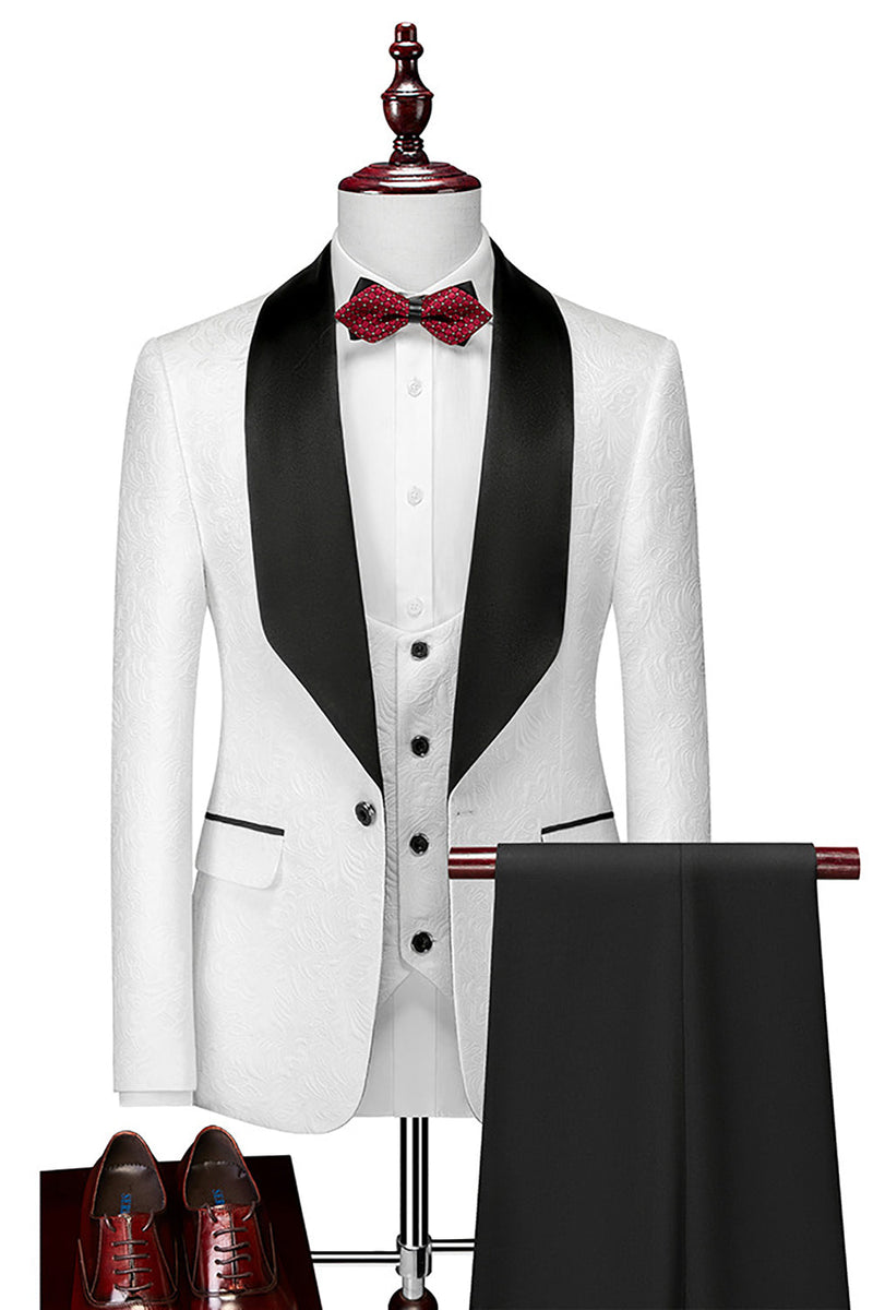 Load image into Gallery viewer, Shawl Lapel White Three-Piece Men's Suits