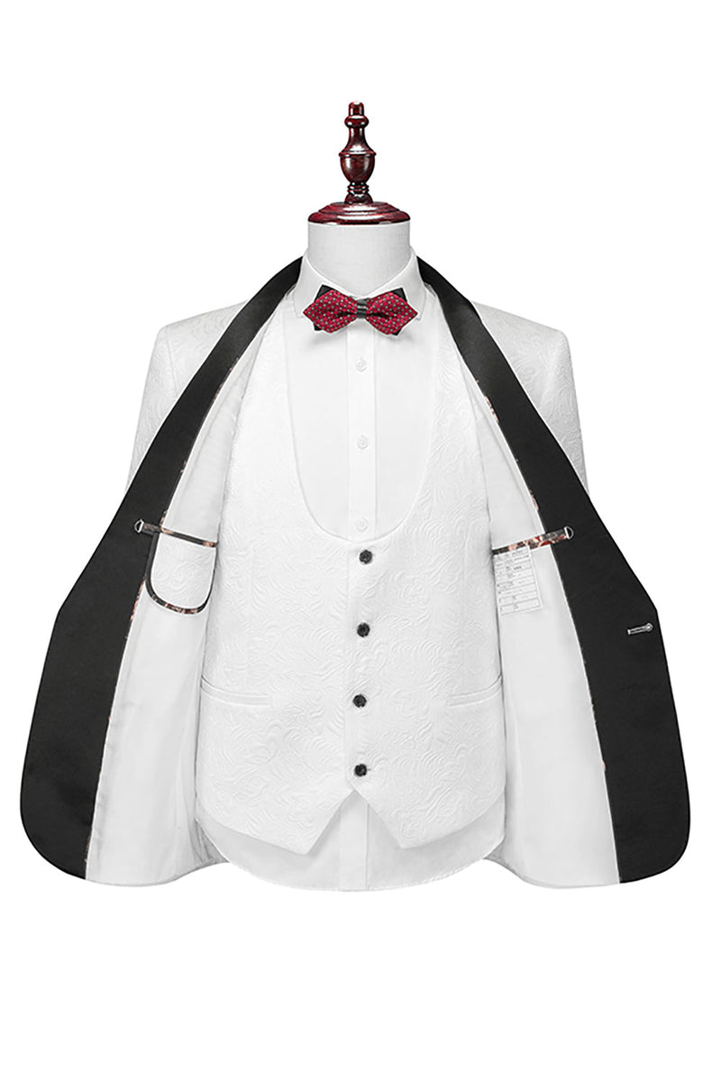 Load image into Gallery viewer, Shawl Lapel White Three-Piece Men's Suits