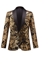 Load image into Gallery viewer, Golden Flower Shaped Sequins Men's Blazer