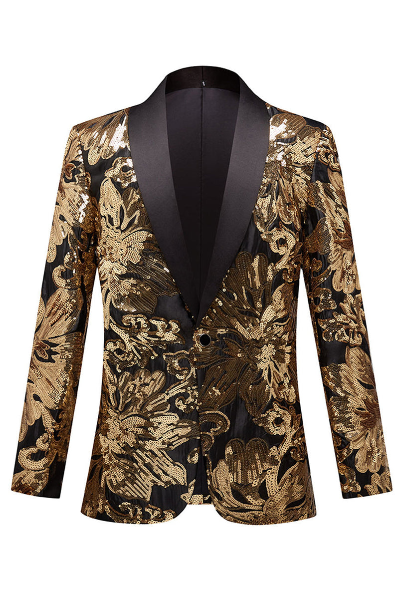 Load image into Gallery viewer, Golden Flower Shaped Sequins Men's Blazer