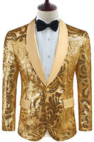 Load image into Gallery viewer, Golden Shawl Lapel Sequins Men's Blazer