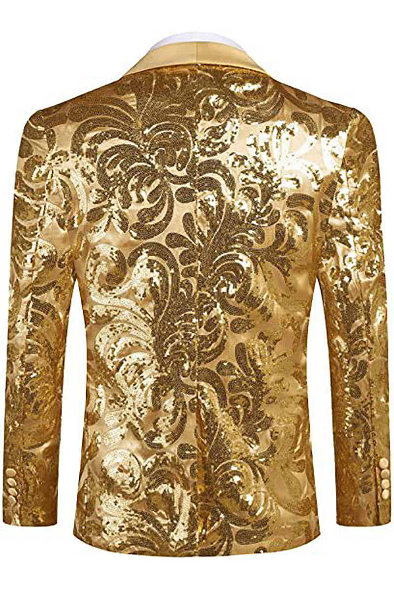 Load image into Gallery viewer, Golden Shawl Lapel Sequins Men's Blazer