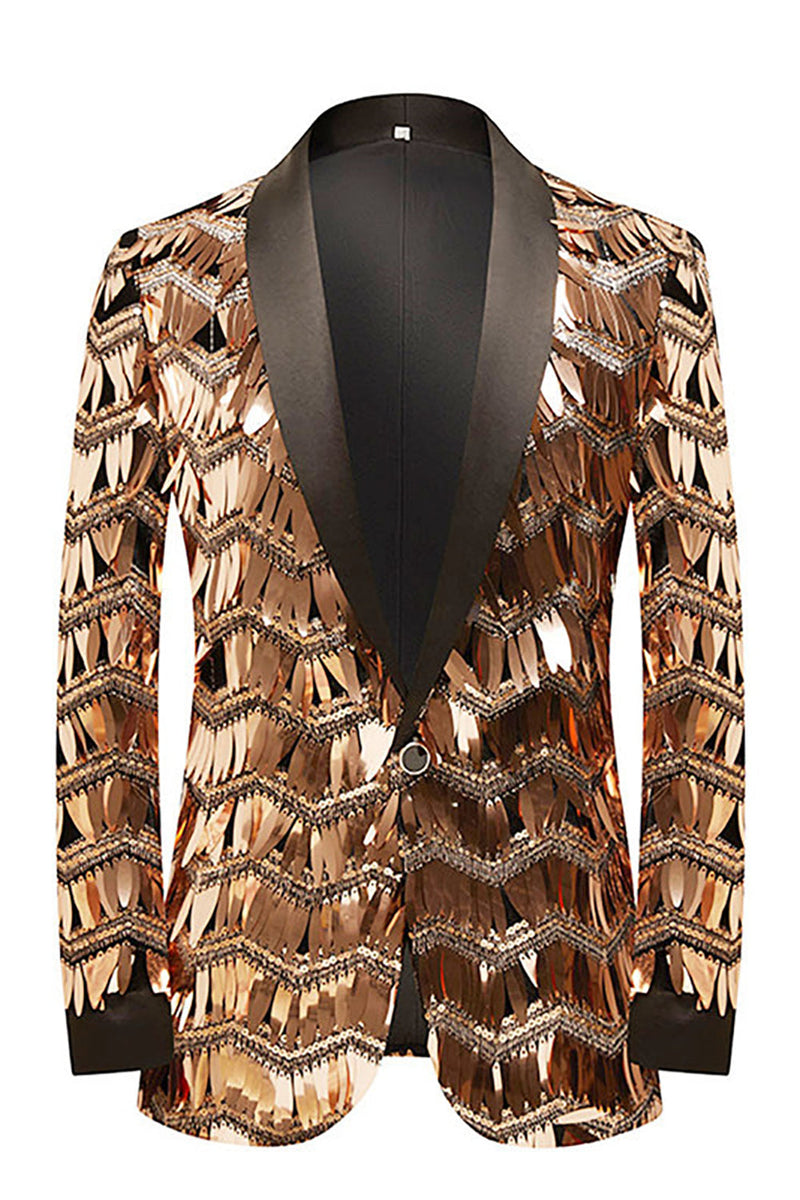 Load image into Gallery viewer, Glitter Golden Sequins Men's Blazer