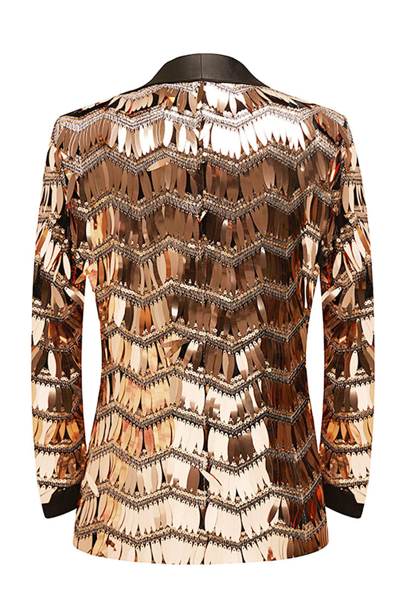 Load image into Gallery viewer, Glitter Golden Sequins Men's Blazer