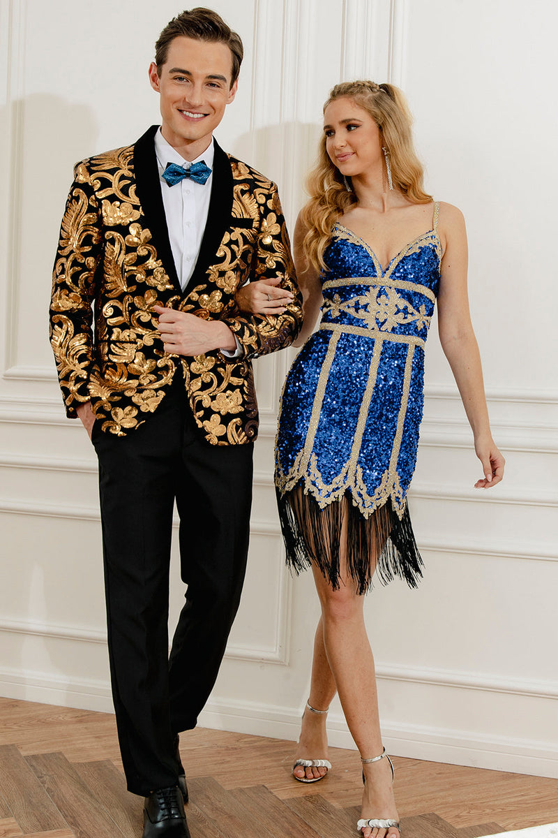 Load image into Gallery viewer, Men's Blazer Slim Fit Solid One Button Business Gold Suit Jacket