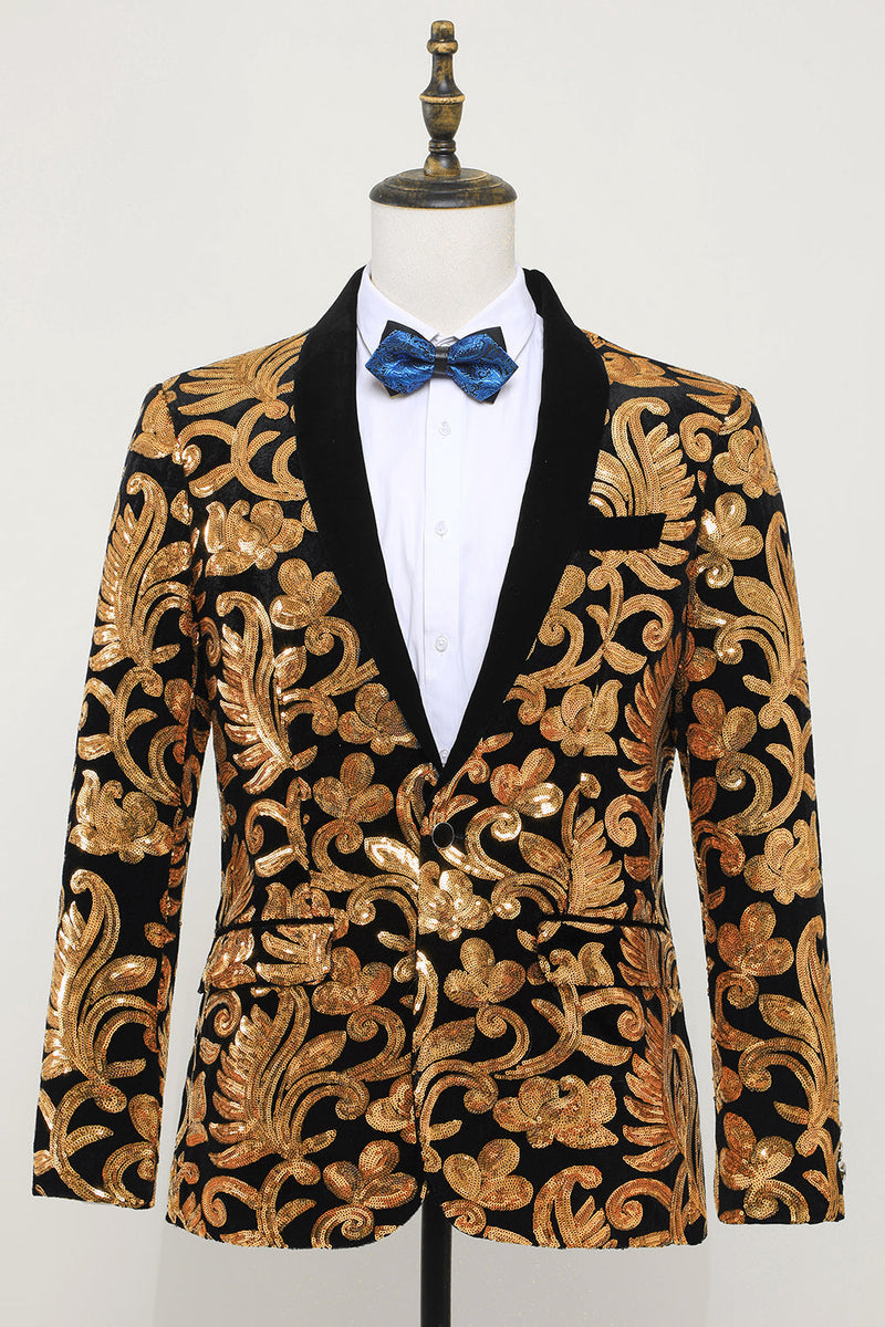 Load image into Gallery viewer, Men's Blazer Slim Fit Solid One Button Business Gold Suit Jacket