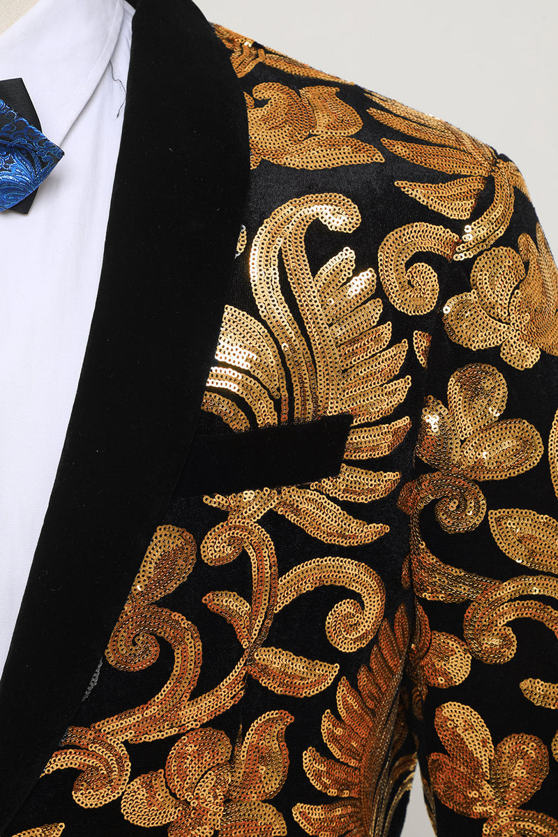 Load image into Gallery viewer, Men's Blazer Slim Fit Solid One Button Business Gold Suit Jacket