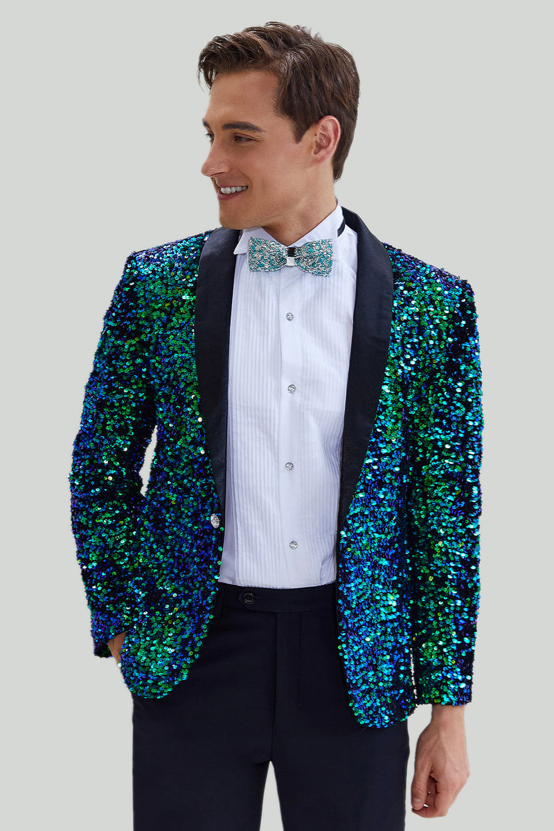 Load image into Gallery viewer, Green Sequined Men's Blazer Jacket