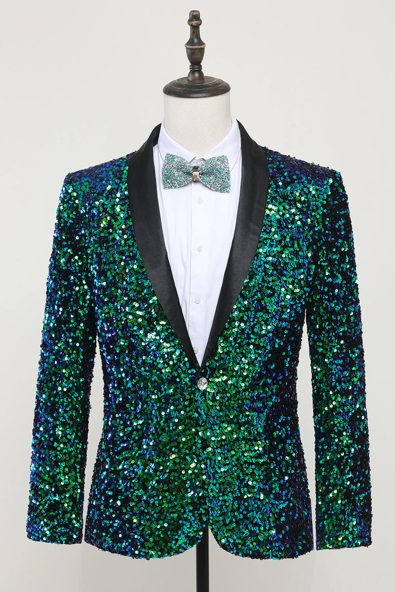 Load image into Gallery viewer, Green Sequined Men's Blazer Jacket