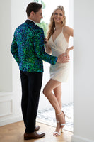 Load image into Gallery viewer, Green Sequined Men's Blazer Jacket