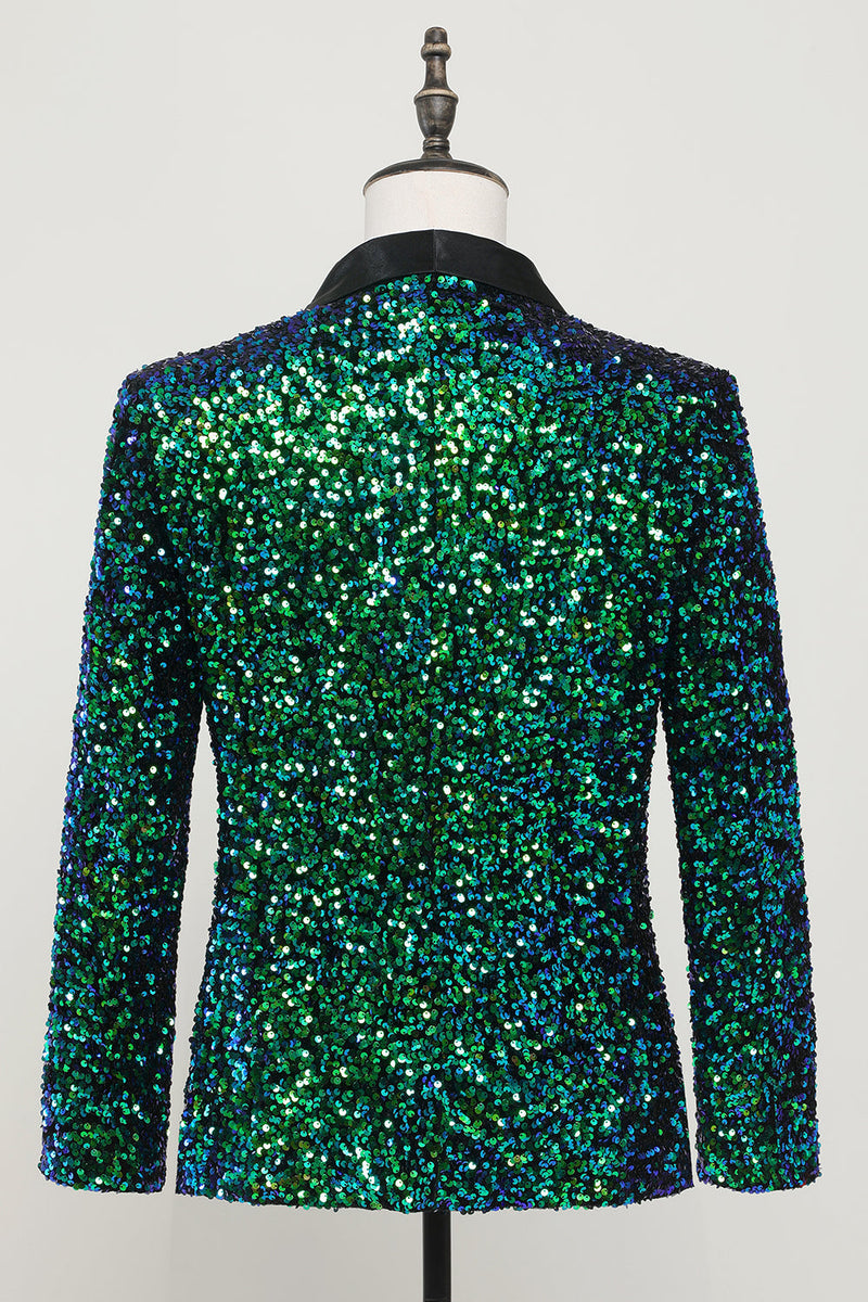 Load image into Gallery viewer, Green Sequined Men's Blazer Jacket