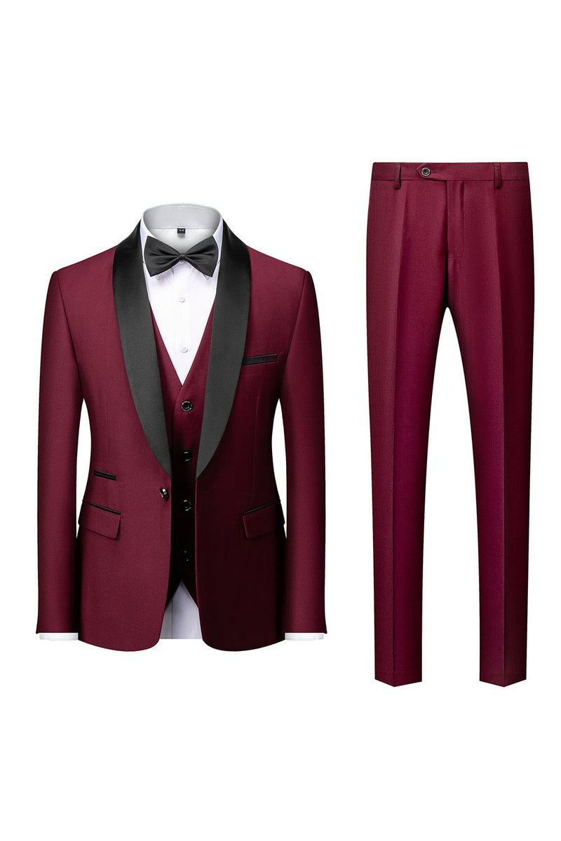 Load image into Gallery viewer, Grey Shawl Lapel Men's 3 Pieces Suits