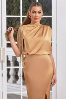 Load image into Gallery viewer, Ankle-Length Camel Formal Dress with Fringes