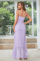 Load image into Gallery viewer, Asymmetrical Spaghetti Straps Lilac Formal Dress